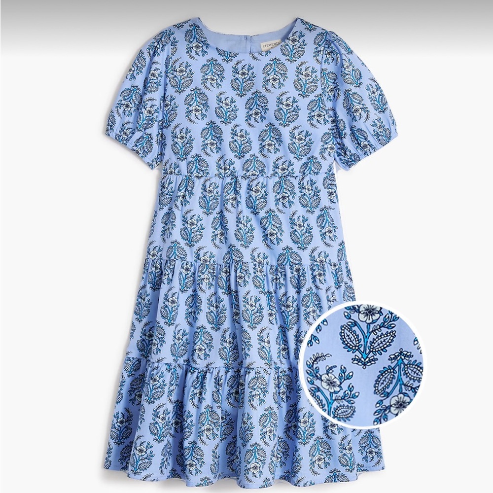 Crewcuts Blue Paisley tiered short sleeve dress